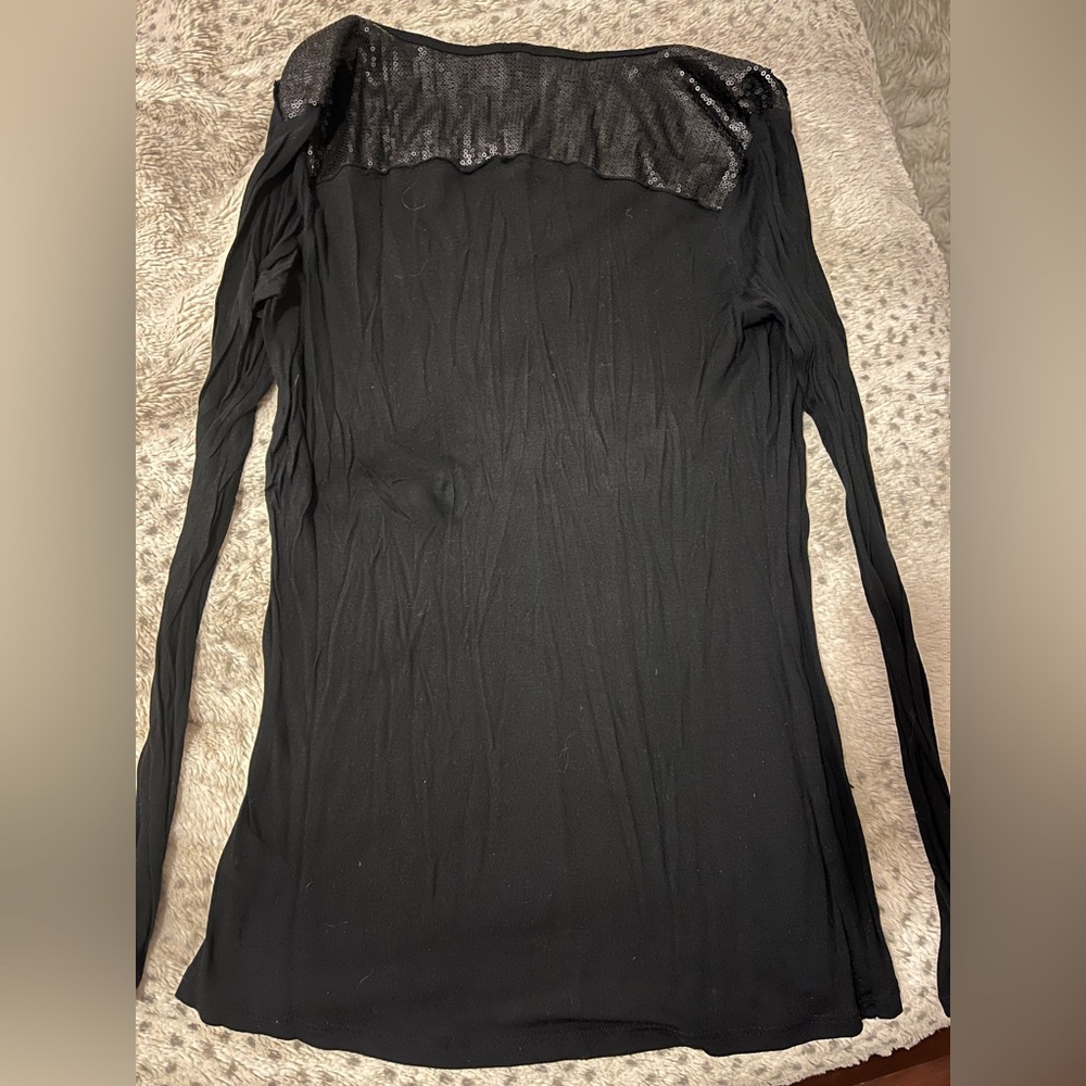 Ella Moss Black Long Sleeve Top with Sequin Detail